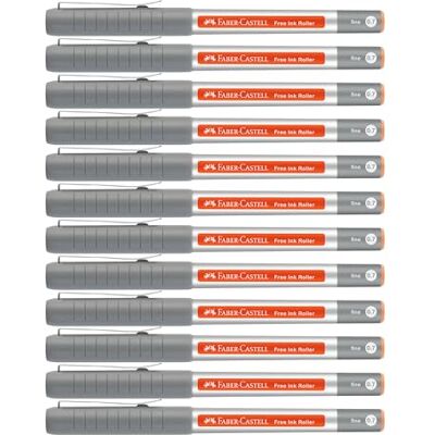 Faber-Castell Tintenroller Free Ink Orange, 12 Stück Dokumentenechter Rollerball mit 0,4 mm Spitze für präzises Schreiben und Notizen Faber-Castell Tintenroller Free Ink Orange, 12 Stück Dokumentenechter Rollerball mit 0,4 mm Spitze für präzises Schreiben und Notizen