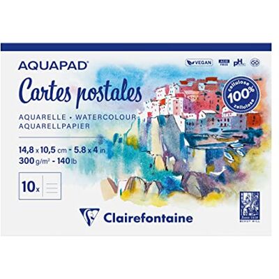 Clairefontaine 975954C Reisealbum Aquapad DIN A6 10,5x14,8cm, geleimt mit 20 Bogen 300g, ideal für die Gestaltung eigener Postkarten, 1 Stück Clairefontaine 975954C Reisealbum Aquapad DIN A6 10,5x14,8cm, geleimt mit 20 Bogen 300g, ideal für die Gestaltung eigener Postkarten, 1 Stück