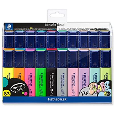 Staedtler Textsurfer Classic 364 Textmarker – 20er, Neon & Pastell Keilspitze 1–5 mm, nachfüllbar, inkjetsicher – Neon, Pastell & Vintage – Art.-Nr. 364 WP20 Staedtler Textsurfer Classic 364 Textmarker – 20er, Neon & Pastell Keilspitze 1–5 mm, nachfüllbar, inkjetsicher – Neon, Pastell & Vintage – Art.-Nr. 364 WP20