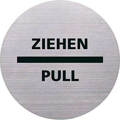 Helit H6271800 Piktogramm Ziehen / Pull, Ø115 mm, selbstklebend mit Klebepad, Edelstahl Helit H6271800 Piktogramm Ziehen / Pull, Ø115 mm, selbstklebend mit Klebepad, Edelstahl