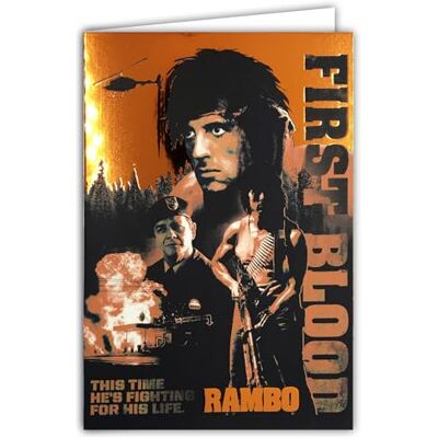 Les Collections Rétro Karte Rambo First Blood, offizielles Lizenzprodukt, Farbe glänzend, Aufschrift "This time he's fighting for his life" – Offene Karte, weiß, 23 x 17 cm – mit weißem Umschlag 12 x 17,5 cm – für Les Collections Rétro Karte Rambo First Blood, offizielles Lizenzprodukt, Farbe glänzend, Aufschrift "This time he's fighting for his life" – Offene Karte, weiß, 23 x 17 cm – mit weißem Umschlag 12 x 17,5 cm – für