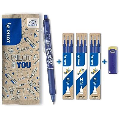PILOT FriXion Clicker 0.7 – 1 Stift/9 Minen/1 Radierer – Farbe Blau – Radierbarer, nachfüllbarer Gel-Tintenroller mit Druckmechanik und thermosensitiver Tinte, mittlere Spitze PILOT FriXion Clicker 0.7 – 1 Stift/9 Minen/1 Radierer – Farbe Blau – Radierbarer, nachfüllbarer Gel-Tintenroller mit Druckmechanik und thermosensitiver Tinte, mittlere Spitze