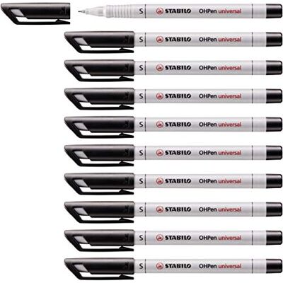 STABILO Folienstift OHPen universal wasserlöslich superfein 10er Pack schwarz STABILO Folienstift OHPen universal wasserlöslich superfein 10er Pack schwarz