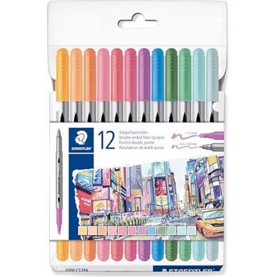 Staedtler 3200 C12PA - Pastell-Doppelseitige Marker Staedtler 3200 C12PA - Pastell-Doppelseitige Marker