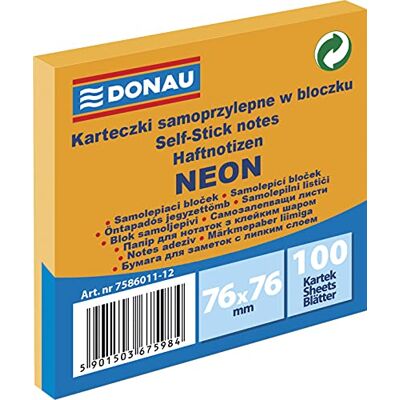 DONAU 7586011-12 Notes Würfel Haftnotizen Neon-Orange Selbstklebende Haftnotizzettel Sticky Notes 76X76mm, 1x100 Blatt, Notizblock klebend für Büro Schule, orange neon DONAU 7586011-12 Notes Würfel Haftnotizen Neon-Orange Selbstklebende Haftnotizzettel Sticky Notes 76X76mm, 1x100 Blatt, Notizblock klebend für Büro Schule, orange neon