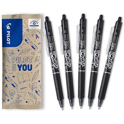 PILOT FriXion Clicker 0.7 – 5 Stück – Farbe Schwarz – Radierbarer, nachfüllbarer Gel-Tintenroller mit Druckmechanik und thermosensitiver Tinte, mittlere Spitze, 1 Stück (5er Pack) PILOT FriXion Clicker 0.7 – 5 Stück – Farbe Schwarz – Radierbarer, nachfüllbarer Gel-Tintenroller mit Druckmechanik und thermosensitiver Tinte, mittlere Spitze, 1 Stück (5er Pack)