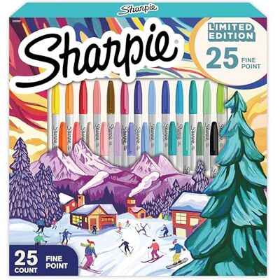 Sharpie -Permanentmarker-Set Sonderserie mit festlichen Farben feine Spitze 25 Markierstifte Sharpie -Permanentmarker-Set Sonderserie mit festlichen Farben feine Spitze 25 Markierstifte