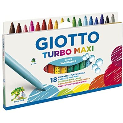 GIOTTO 0763 00 Turbo Maxi Faserschreiber Kartonetui mit Hängelasche 18 sortierte Farben GIOTTO 0763 00 Turbo Maxi Faserschreiber Kartonetui mit Hängelasche 18 sortierte Farben