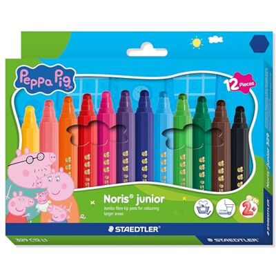 Staedtler Noris junior Fasermaler Peppa Wutz 12er Set Filzstifte mit extra dicker Spitze für flächiges Ausmalen Auswaschbare Kinder Filzstifte im ergonomischen Format Malstifte für Kleinkinder Staedtler Noris junior Fasermaler Peppa Wutz 12er Set Filzstifte mit extra dicker Spitze für flächiges Ausmalen Auswaschbare Kinder Filzstifte im ergonomischen Format Malstifte für Kleinkinder
