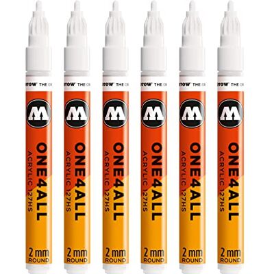 Molotow One4All 127HS Acryl Marker (2,0 mm Strichstärke, hochdeckend und permanent, UV-beständig, für fast alle Untergründe) 6 Stück Farbe 160 signalweiß Molotow One4All 127HS Acryl Marker (2,0 mm Strichstärke, hochdeckend und permanent, UV-beständig, für fast alle Untergründe) 6 Stück Farbe 160 signalweiß
