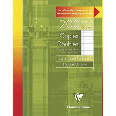 Clairefontaine 593C Packung mit 100 Blatt Klausurbögen 16,5x21 cm, 90g, nicht gelocht, liniert mit Rand, wiederverschließbare Verpackung, Weiß, 1 Pack Clairefontaine 593C Packung mit 100 Blatt Klausurbögen 16,5x21 cm, 90g, nicht gelocht, liniert mit Rand, wiederverschließbare Verpackung, Weiß, 1 Pack