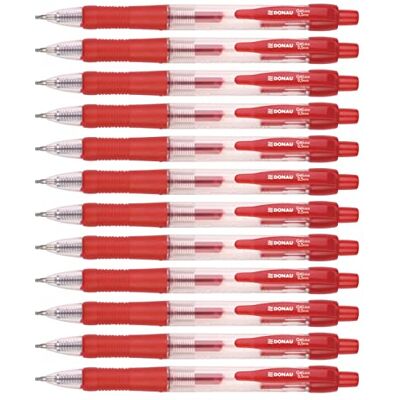 DONAU Druck-Gelschreiber Kugelschreiber Druckkugelschreiber Classic/Farbe: Rot / 12 Stück (12er Pack)/ Strichstärke: 0,25 mm Kugeldurchmesser: 0,5 mm/Soft Feel Grip DONAU Druck-Gelschreiber Kugelschreiber Druckkugelschreiber Classic/Farbe: Rot / 12 Stück (12er Pack)/ Strichstärke: 0,25 mm Kugeldurchmesser: 0,5 mm/Soft Feel Grip