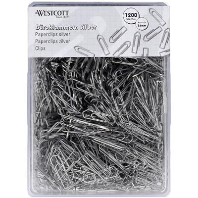 Westcott Büroklammern Silber 1200 Stück Vorratspack Papierklammern 26mm Praktische Kunststoffbox Verzinkt Aktenklammern für Büro und Haushalt E-10643 00 Westcott Büroklammern Silber 1200 Stück Vorratspack Papierklammern 26mm Praktische Kunststoffbox Verzinkt Aktenklammern für Büro und Haushalt E-10643 00