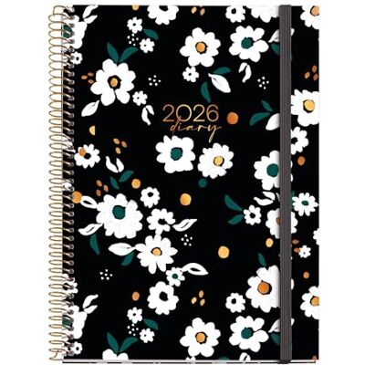 Miquelrius Kalender 2026, Wochenansicht, ähnlich A5+ (155 x 213 mm), Wochenplaner, fester Kartoneinband, Spiralbindung, Gummibandverschluss, Papier 80 g/m², Katalanisch-EN-PT, Noir Garden Miquelrius Kalender 2026, Wochenansicht, ähnlich A5+ (155 x 213 mm), Wochenplaner, fester Kartoneinband, Spiralbindung, Gummibandverschluss, Papier 80 g/m², Katalanisch-EN-PT, Noir Garden