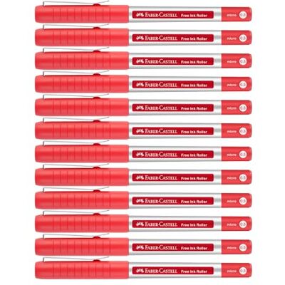 Faber-Castell Tintenroller Free Ink Rot, 12 Stück Dokumentenechter Rollerball mit 0,2 mm Spitze für besonders präzises Schreiben Faber-Castell Tintenroller Free Ink Rot, 12 Stück Dokumentenechter Rollerball mit 0,2 mm Spitze für besonders präzises Schreiben