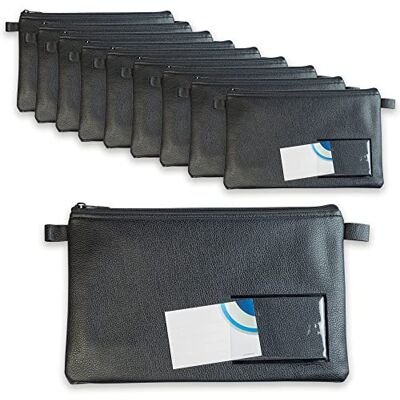 effektivo 10-er Pack Banktasche mit Reißverschluss und Fenster zur Beschriftung, Kunstleder schwarz passend für Dokumente bis A5 effektivo 10-er Pack Banktasche mit Reißverschluss und Fenster zur Beschriftung, Kunstleder schwarz passend für Dokumente bis A5