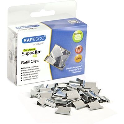 Rapesco CP20040S Supaclip 40 Edelstahl-Nachfüllklammern, 200 Stück Rapesco CP20040S Supaclip 40 Edelstahl-Nachfüllklammern, 200 Stück