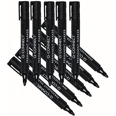 Q-Connect KF26045 Permanentmarker Rundspitze Schwarz / 1,5-3mm / 10 Stück/Strichlänge: 300m Q-Connect KF26045 Permanentmarker Rundspitze Schwarz / 1,5-3mm / 10 Stück/Strichlänge: 300m