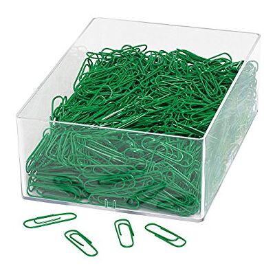 WEDO 901244604 Büroklammer (aus Metall 27 mm, kunststoffummantelt in Klarsichtdose) 1000 Stück, grün WEDO 901244604 Büroklammer (aus Metall 27 mm, kunststoffummantelt in Klarsichtdose) 1000 Stück, grün