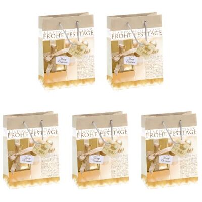 Sigel GT017 mittelgroße Papier-Geschenktüten 23 x 17 cm, 5er Set, gold, Weihnachten Sigel GT017 mittelgroße Papier-Geschenktüten 23 x 17 cm, 5er Set, gold, Weihnachten
