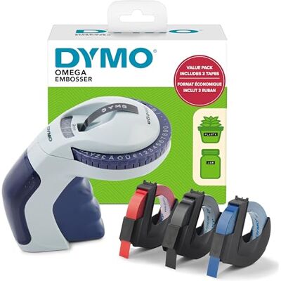 Dymo Prägegerät mit 3 Prägebändern Omega Beschriftungsgerät-Starterset kleines Prägegerät mit Dreh-klick-System für zu Hause und für Bastel- und Hobbyprojekte (£/€ÄÖ und Ü) Dymo Prägegerät mit 3 Prägebändern Omega Beschriftungsgerät-Starterset kleines Prägegerät mit Dreh-klick-System für zu Hause und für Bastel- und Hobbyprojekte (£/€ÄÖ und Ü)