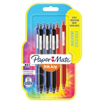 Paper Mate InkJoy 300RT Druckkugelschreiber mittlere Spitze (1,0 mm) Schwarzeblaue & rote Tinte 8 Stück Paper Mate InkJoy 300RT Druckkugelschreiber mittlere Spitze (1,0 mm) Schwarzeblaue & rote Tinte 8 Stück