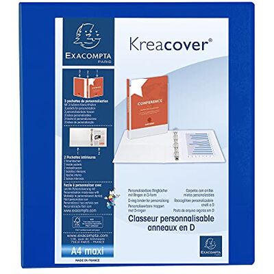 Exacompta 51843BE Präsentationsringbuch KreaCover aus blickdichtem Kunststoff für DIN A4, 4-D Ring Mechanik 40 mm, Rücken 64 mm, blau ideal für Schule und Büro Ringhefter Ringordner Ringbuchordner Exacompta 51843BE Präsentationsringbuch KreaCover aus blickdichtem Kunststoff für DIN A4, 4-D Ring Mechanik 40 mm, Rücken 64 mm, blau ideal für Schule und Büro Ringhefter Ringordner Ringbuchordner