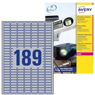 Avery Selbstklebende Haftetiketten aus Metall anpassbar und bedruckbar Größe 25,4 x 10 mm Laserdruck L6008-20,silber / schwarz Avery Selbstklebende Haftetiketten aus Metall anpassbar und bedruckbar Größe 25,4 x 10 mm Laserdruck L6008-20,silber / schwarz