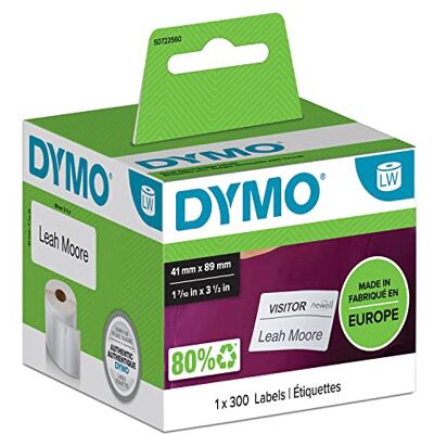 Dymo Original LabelWriter Etiketten für kleine Namensschilder 41 mm x 89 mm Rolle mit 300 leicht ablösbaren Etiketten selbstklebend für LabelWriter Etikettendrucker und Beschriftungsgerät Dymo Original LabelWriter Etiketten für kleine Namensschilder 41 mm x 89 mm Rolle mit 300 leicht ablösbaren Etiketten selbstklebend für LabelWriter Etikettendrucker und Beschriftungsgerät
