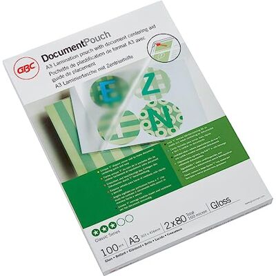 GBC Laminierfolien A3 80 mic, Robuste Laminiertaschen im 100er Pack, Glänzend, Transparent, Ideal für Büro & Schule, IB583032 GBC Laminierfolien A3 80 mic, Robuste Laminiertaschen im 100er Pack, Glänzend, Transparent, Ideal für Büro & Schule, IB583032