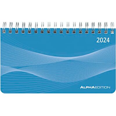 Alpha Querkalender Mini PP-Einband blau 2024 Tisch-Kalender Büro-Planer 15,6x9 cm 1 Woche 2 Seiten Ringbindung Alpha Querkalender Mini PP-Einband blau 2024 Tisch-Kalender Büro-Planer 15,6x9 cm 1 Woche 2 Seiten Ringbindung