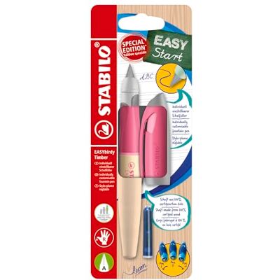 STABILO Schulfüller ergonomisch für Rechtshänder mit Anfänger-Feder A EASYbirdy Timber in pink inkl. Patrone STABILO Schulfüller ergonomisch für Rechtshänder mit Anfänger-Feder A EASYbirdy Timber in pink inkl. Patrone