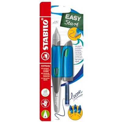 STABILO Ergonomischer Schulfüller für Rechtshänder mit Anfänger-Feder A EASYbirdy in himmelblau/grasgrün inkl. Patrone und Einstellwerkzeug blau (löschbar) STABILO Ergonomischer Schulfüller für Rechtshänder mit Anfänger-Feder A EASYbirdy in himmelblau/grasgrün inkl. Patrone und Einstellwerkzeug blau (löschbar)