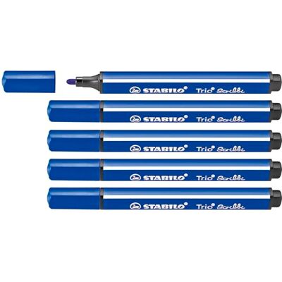 STABILO Gefederter Dreikant-Filzstift Trio Scribbi 5er Pack blau STABILO Gefederter Dreikant-Filzstift Trio Scribbi 5er Pack blau