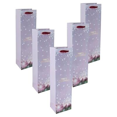 Sigel GT127/5 Flaschen-Geschenktüten aus Papier, 5er Set, blau/grün, mit Seidenbandgriffen, 10 x 35 x 8 cm, Charmful Christmas, Papier-Geschenktaschen Weihnachten Sigel GT127/5 Flaschen-Geschenktüten aus Papier, 5er Set, blau/grün, mit Seidenbandgriffen, 10 x 35 x 8 cm, Charmful Christmas, Papier-Geschenktaschen Weihnachten