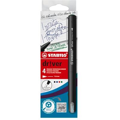 STABILO Premium-Fineliner dr!ver fein 4er Pack grün, rot, blau, schwarz STABILO Premium-Fineliner dr!ver fein 4er Pack grün, rot, blau, schwarz