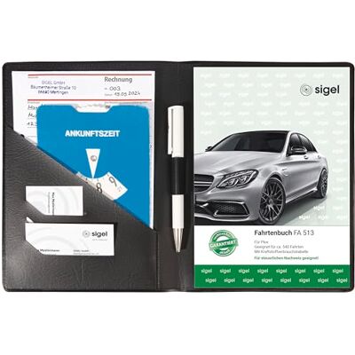 Sigel Schutzeinband Formulare A5 schwarz EF510, mit Einstecktaschen für Belege und integriertem Stifthalter, für Formulare wie Fahrtenbuch, Rechnung, Lieferschein Sigel Schutzeinband Formulare A5 schwarz EF510, mit Einstecktaschen für Belege und integriertem Stifthalter, für Formulare wie Fahrtenbuch, Rechnung, Lieferschein