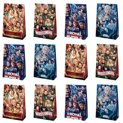Genshii 12 x Wrestling-Party-Zubehör, Wrestling-Themen-Partytüten für Jungen, Mädchen, Kinder, Party-Dekorationen (WWE) Genshii 12 x Wrestling-Party-Zubehör, Wrestling-Themen-Partytüten für Jungen, Mädchen, Kinder, Party-Dekorationen (WWE)