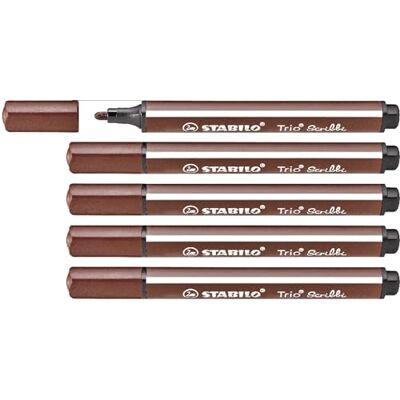STABILO Gefederter Dreikant-Filzstift Trio Scribbi 5er Pack braun STABILO Gefederter Dreikant-Filzstift Trio Scribbi 5er Pack braun