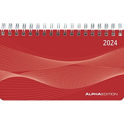 Alpha Querkalender Mini PP-Einband rot 2024 Büro-Planer 15,6x9 cm 1 Woche 2 Seiten Ringbindung Alpha Querkalender Mini PP-Einband rot 2024 Büro-Planer 15,6x9 cm 1 Woche 2 Seiten Ringbindung