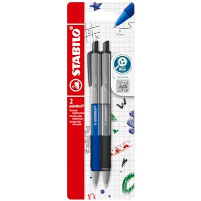 STABILO Druck-Kugelschreiber pointball colorful 2er Pack ultramarinblau, dunkelgrau STABILO Druck-Kugelschreiber pointball colorful 2er Pack ultramarinblau, dunkelgrau