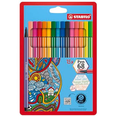STABILO Premium-Filzstift Pen 68-15er Pack inkl. 5 Neonfarben STABILO Premium-Filzstift Pen 68-15er Pack inkl. 5 Neonfarben