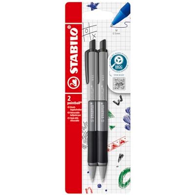STABILO Druck-Kugelschreiber pointball colorful 2er Pack dunkelgrau STABILO Druck-Kugelschreiber pointball colorful 2er Pack dunkelgrau