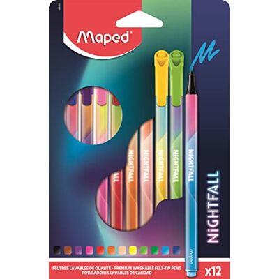 Maped Fineliner Medium NIGHTFALL 12 Stück Polyesterspitze: Ø0,8mm, Mehrfarbig Maped Fineliner Medium NIGHTFALL 12 Stück Polyesterspitze: Ø0,8mm, Mehrfarbig