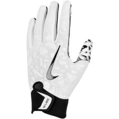 NIKE Youth Shark 2.0 Football Handschuhe – Kinder American Football Handschuhe – Grip Receiver Gloves für Training & Spiel, White/White/Black, L NIKE Youth Shark 2.0 Football Handschuhe – Kinder American Football Handschuhe – Grip Receiver Gloves für Training & Spiel, White/White/Black, L