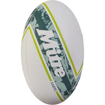 Mitre Sabre D4P Rugby-Ball Extrastarkes Futter Volle Gewicht Sehr beliebt Rugbyball, Weiß/Mint/Limette, 4 Mitre Sabre D4P Rugby-Ball Extrastarkes Futter Volle Gewicht Sehr beliebt Rugbyball, Weiß/Mint/Limette, 4