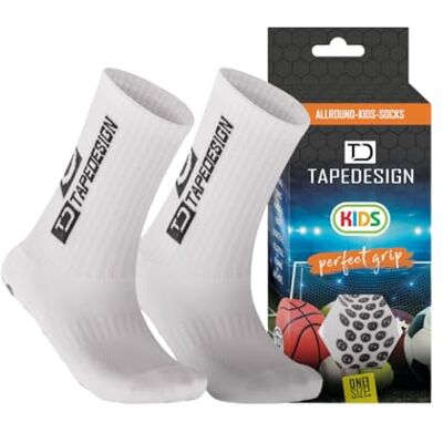 Tapedesign "Classic Kids" 1 Paar rutschfeste Kinder Fußball-Socken (Gr. 30 36) mit gummierten Noppen Weiß (One-Size) Grip Fussball-Socken & Sport-Socken für Jungen, Mädchen & Jugendliche Tapedesign "Classic Kids" 1 Paar rutschfeste Kinder Fußball-Socken (Gr. 30 36) mit gummierten Noppen Weiß (One-Size) Grip Fussball-Socken & Sport-Socken für Jungen, Mädchen & Jugendliche