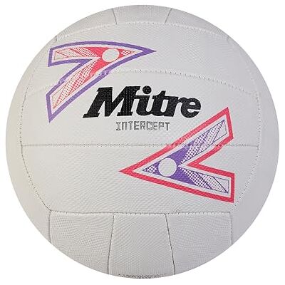 Mitre Intercept Netball Modell mit weicher Haptik Strapazierfähiges Design Netball, Weiß/Lila/Pink, 4 Mitre Intercept Netball Modell mit weicher Haptik Strapazierfähiges Design Netball, Weiß/Lila/Pink, 4