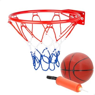 AKTIVE 54277 Wand-Basketballkorb, 32 cm, Maßstab 1/1.4, Netz aus Polyester und Metallring, inklusive Ball und Luftpumpe, Installation mit 4 Schrauben im Lieferumfang enthalten, zum Spielen zu Hause AKTIVE 54277 Wand-Basketballkorb, 32 cm, Maßstab 1/1.4, Netz aus Polyester und Metallring, inklusive Ball und Luftpumpe, Installation mit 4 Schrauben im Lieferumfang enthalten, zum Spielen zu Hause