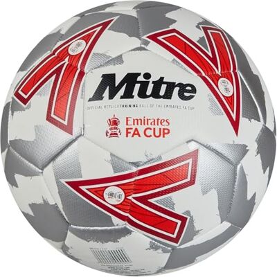 Mitre Training FA Cup Fußball Leistungsstarker Trainingsball Besonders strapazierfähiges Design Fußball, Weiß/Silber/Schwarz, 4 Mitre Training FA Cup Fußball Leistungsstarker Trainingsball Besonders strapazierfähiges Design Fußball, Weiß/Silber/Schwarz, 4